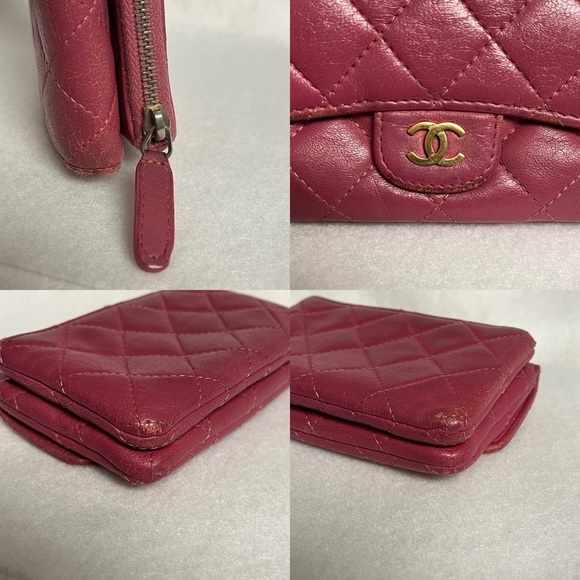 CHANEL Pink Flap Lambskin Leather Snap Card Holder Double Pocket Zip GHW - Picture 15 of 16